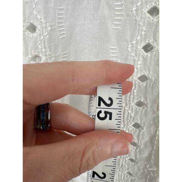 Sundance Top Womens Medium White Eyelet Long Sleeve Cotton Cottage Boho - Picture 6 of 7